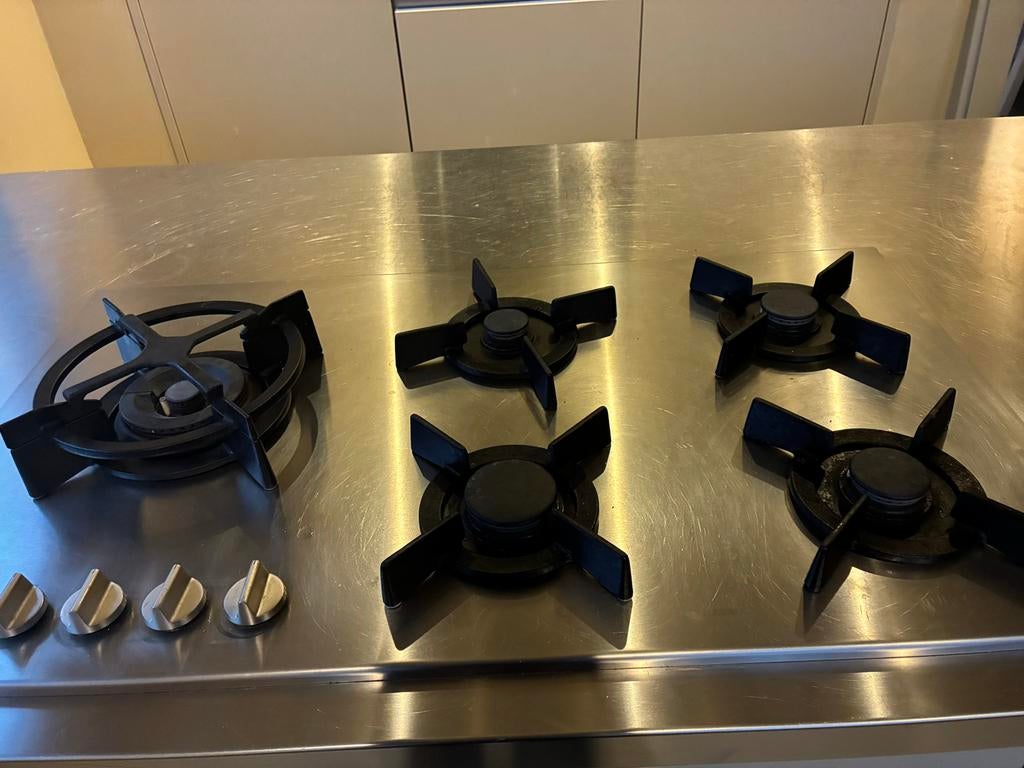 RVS aanrechtblad met Atag gaskookplaat, Ophalen, Gebruikt, Inbouw, Gas