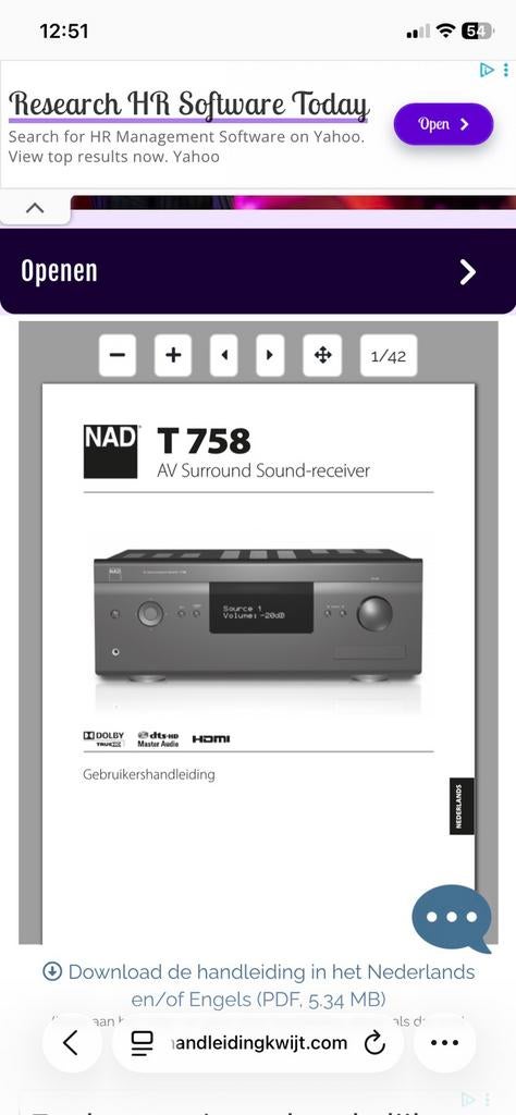 NAD 758 V3 Reciever, Overige merken, Overige systemen, Ophalen of Verzenden, Zo goed als nieuw