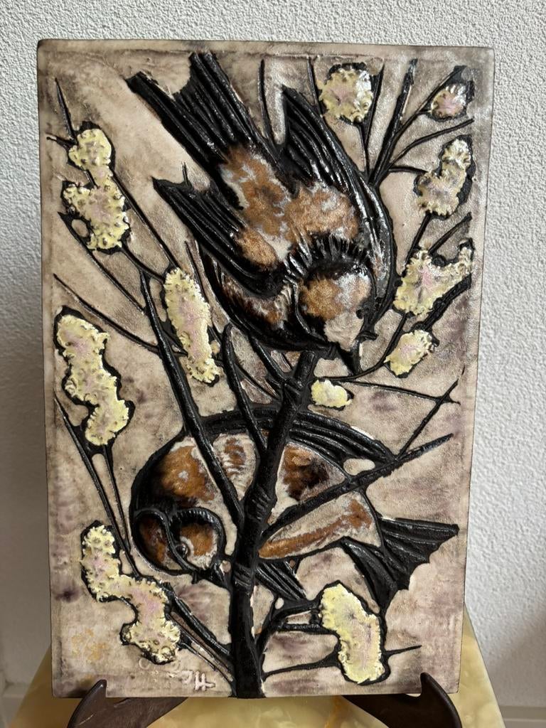 Ruscha wandbord West-Germany Keramiek 35x23 cm Vogels, Ophalen of Verzenden