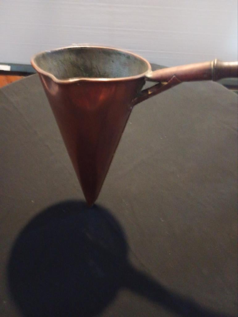 Koperen trechter met houten handvat, Antiek en Kunst, Ophalen of Verzenden