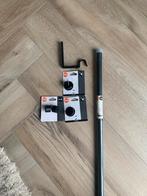 Gordijnroede set Ø28mm zwart - 1.6m roede, 3 steunen, 2 eind, Zwart, 150 tot 200 cm, Nieuw, Ophalen of Verzenden