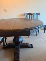 Eettafel uitklapbaar met 6 stoelen.Mooi houtsnijwerk., Ophalen, Gebruikt, Engels middeleeuws, Vijf personen of meer