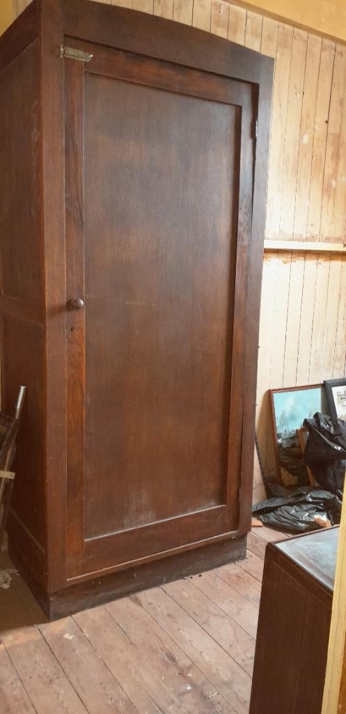 Massief houten vintage kast jaren 60 – 192x85x50 cm, Ophalen, Met plank(en), Vintage jaren 60, Gebruikt