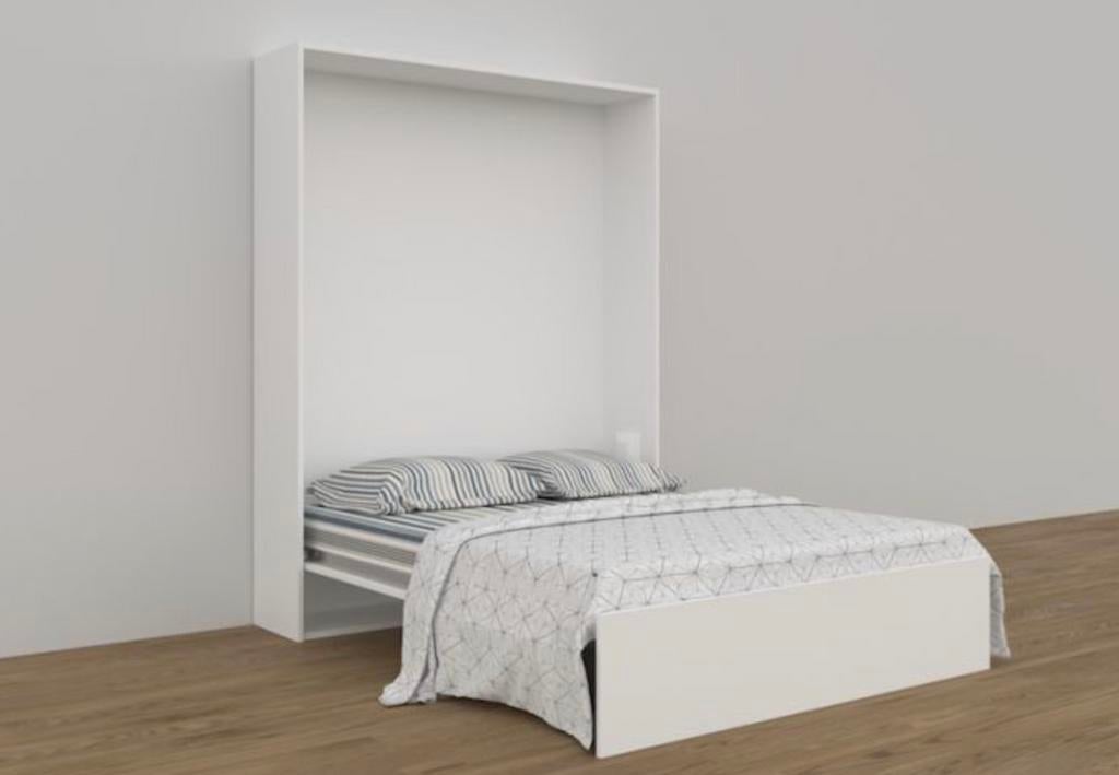 Bedkast / Kastbed. Opklapbaar, ruimtebesparend. Wit. 140x200, Ophalen