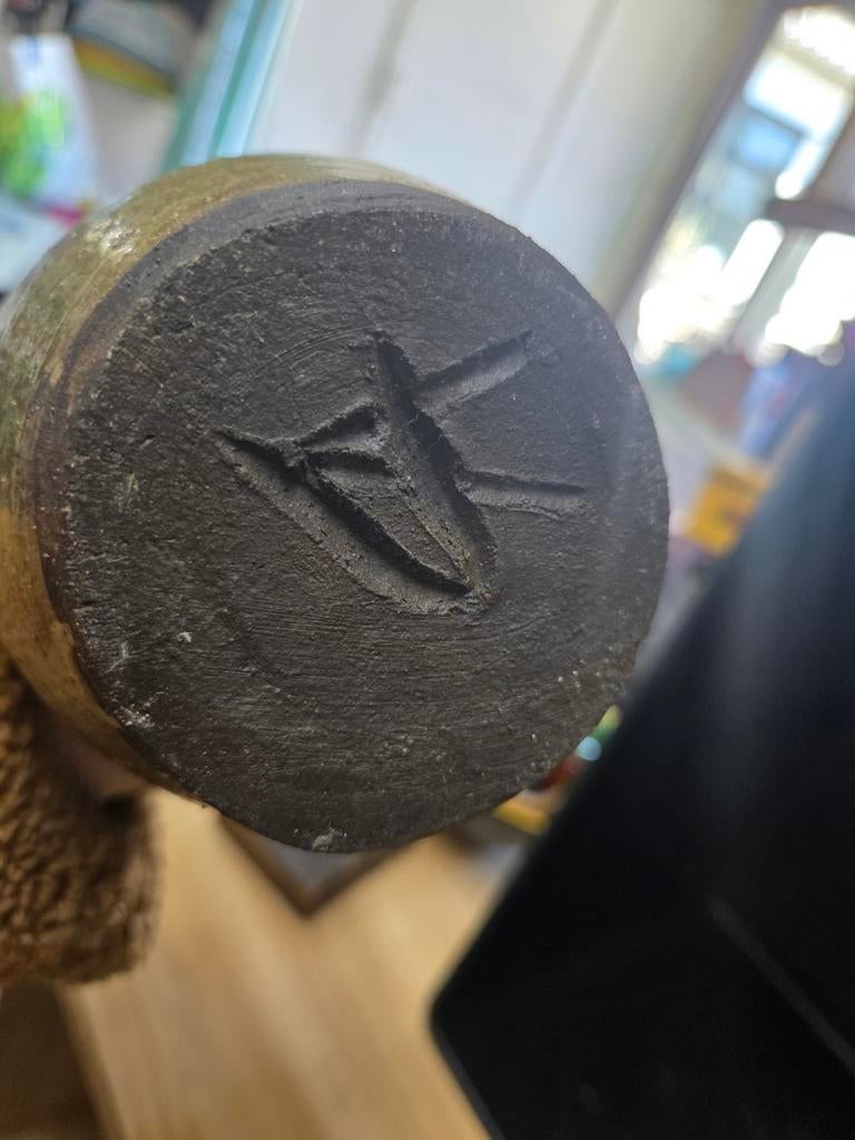 Vintage Aardewerken Kruik - Handgemaakt Groen Glazuur, Antiek en Kunst, Antiek | Vazen, Ophalen of Verzenden