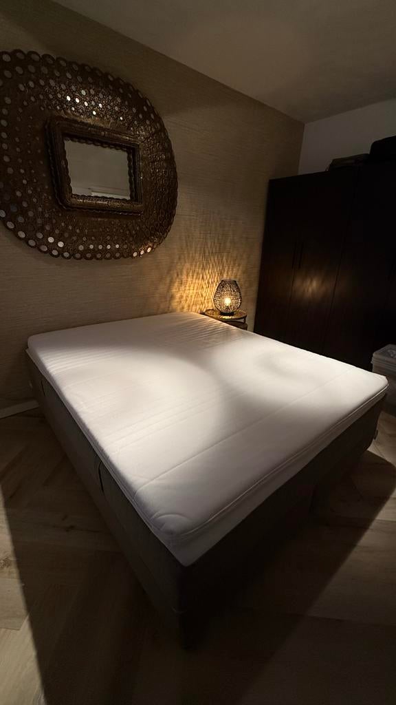 Ikea Boxspring Espevär 160x200 - Zo Goed Als Nieuw! Met topp, Ophalen, Tweepersoons, Zo goed als nieuw, 200 cm