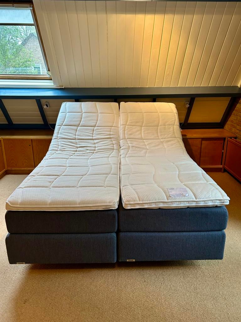 Avek tweepersoons boxspring 160x210 elektrisch verstelbaar, Ophalen, Gebruikt, Tweepersoons, Dekbedovertrek