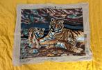 Handgeborduurd vintage tijgers voor kussen of tapijt, Ophalen of Verzenden, Zo goed als nieuw, Handborduren, Overige typen
