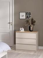 Ladekast Naia Luna 3 lades greige/eiken 70x77x50 cm NIEUW, Nieuw, 3 of 4 laden, Minder dan 100 cm, 50 tot 75 cm