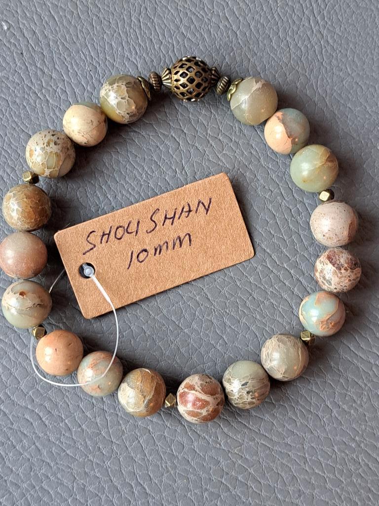 650 edelsteen armband Shoushan stone beads 10mm, Overige kleuren, Nieuw, Ophalen of Verzenden, Elastiek