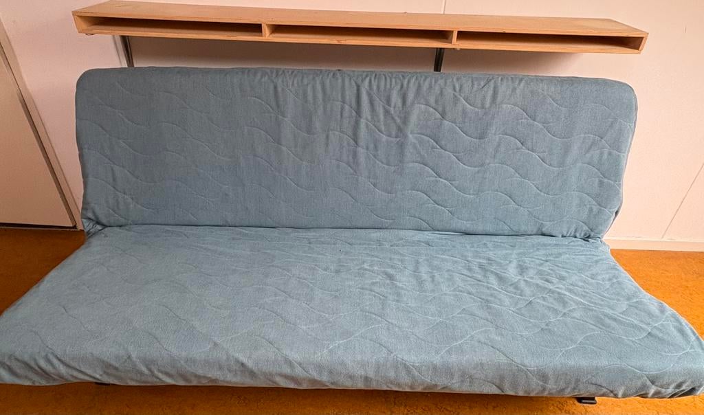 IKEA Nyhamn 3-zits slaapbank - Comfortabel en praktisch, Gebruikt, Blauw, Tweepersoons, Ophalen of Verzenden