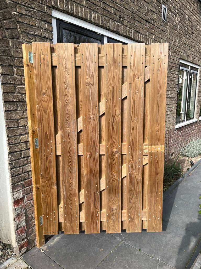 Houten poort - 168,5 cm hoog, 110,5 cm breed, Ophalen, 100 tot 150 cm, Nieuw, Draaipoort