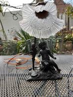 Antieke tafellamp met engel putti, Ophalen of Verzenden