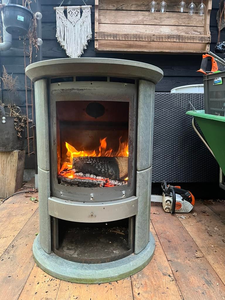 Speksteen buiten kachel, Ophalen of Verzenden, Zo goed als nieuw, Hout, Houtkachel