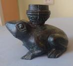 Antiek bronzen kandelaar met kikker, Indonesië / zuid Azië, Ophalen of Verzenden, Koper of Brons