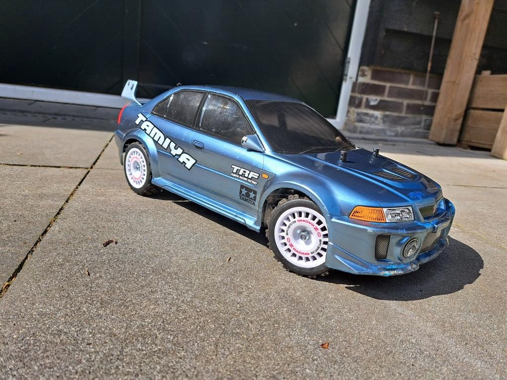 Tamiya tt-02 rally chassis. Lancer evo V, Hobby en Vrije tijd, Modelbouw | Radiografisch | Auto's, Ophalen, Auto onroad