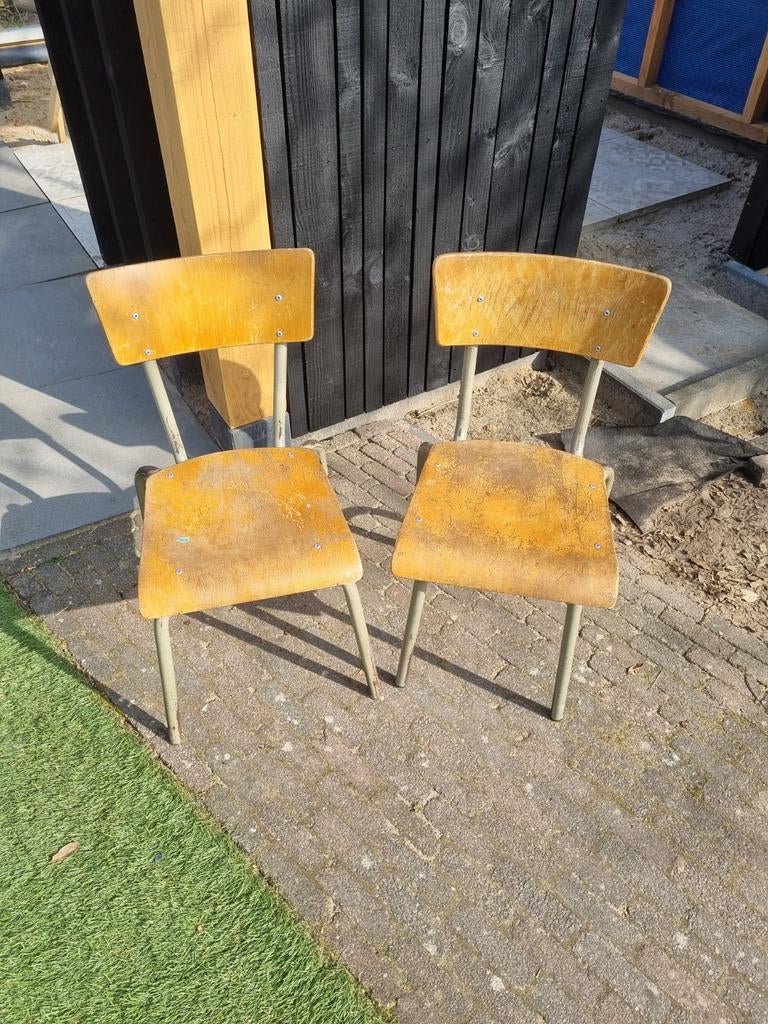 Vintage schoolstoeltjes - set van 2, Huis en Inrichting, Stoelen, Ophalen, Gebruikt, Twee, Overige kleuren