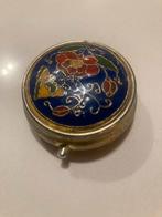 Vintage chinees pillendoosje met emaille afbeelding, Ophalen of Verzenden