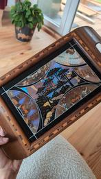 Vintage houten dienblad ingelegd met vlindervleugels, Huis en Inrichting, Ophalen of Verzenden, Zo goed als nieuw, Hout