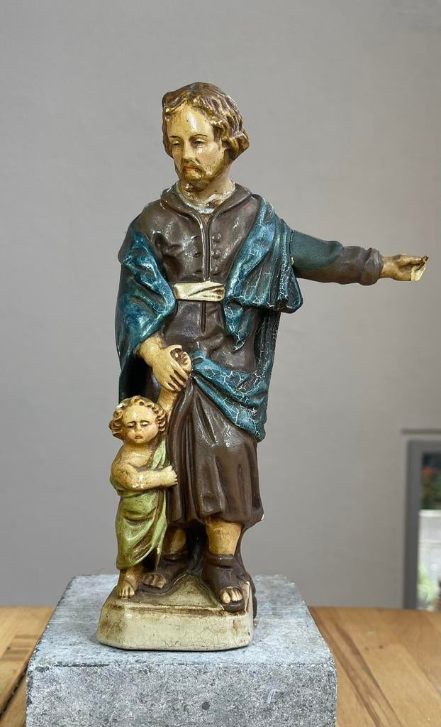 Josef met peuter Jesus aan de hand, beschadigd., Antiek en Kunst, Antiek | Religie, Ophalen of Verzenden