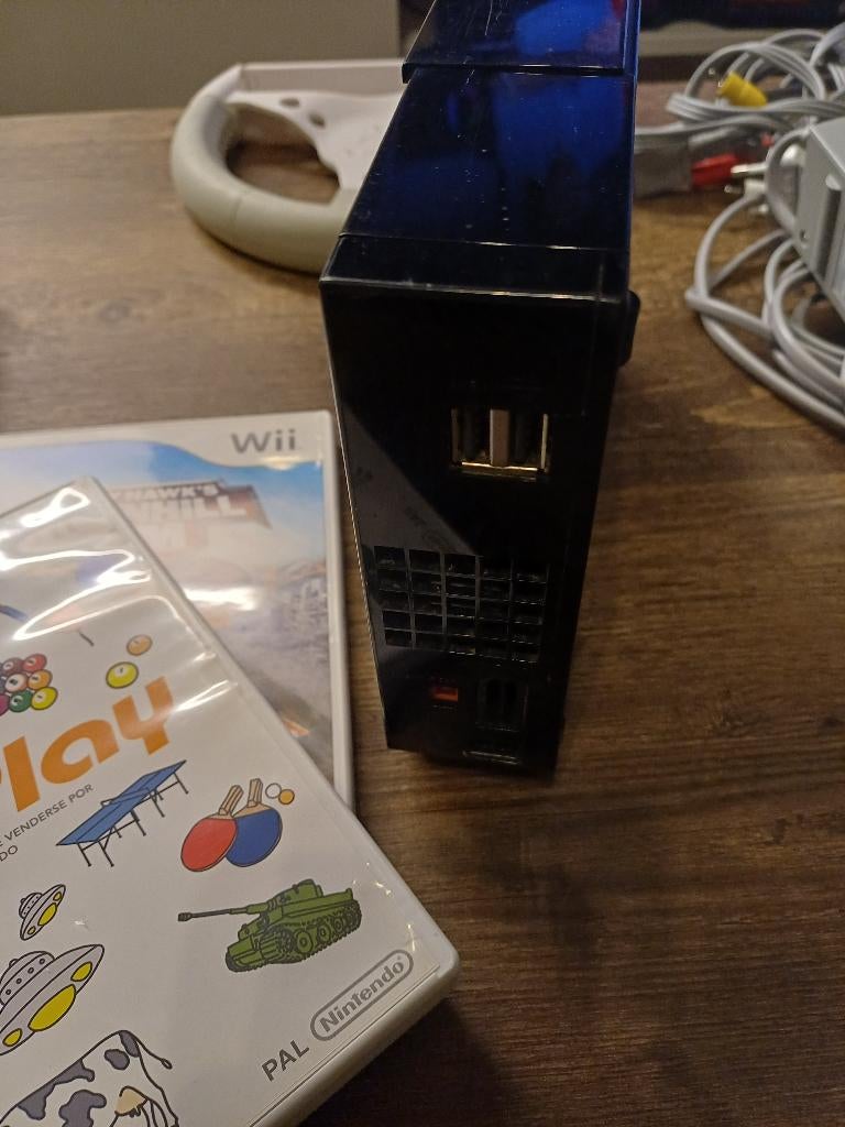 Wii Console Black - Games included - Tested, Ophalen of Verzenden, Zo goed als nieuw, Zonder controller, Met games