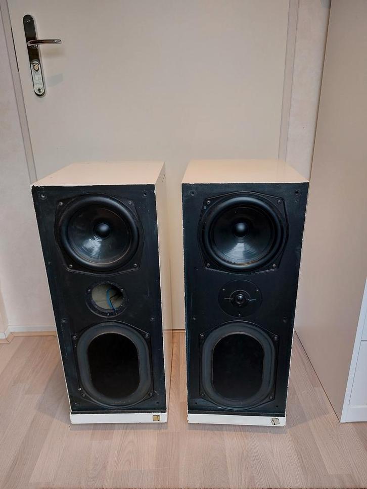 Kef calinda SP 1053 luidsprekers Vintage   opknappers Zie ad, Audio, Tv en Foto, Luidsprekers, Front, Rear of Stereo speakers
