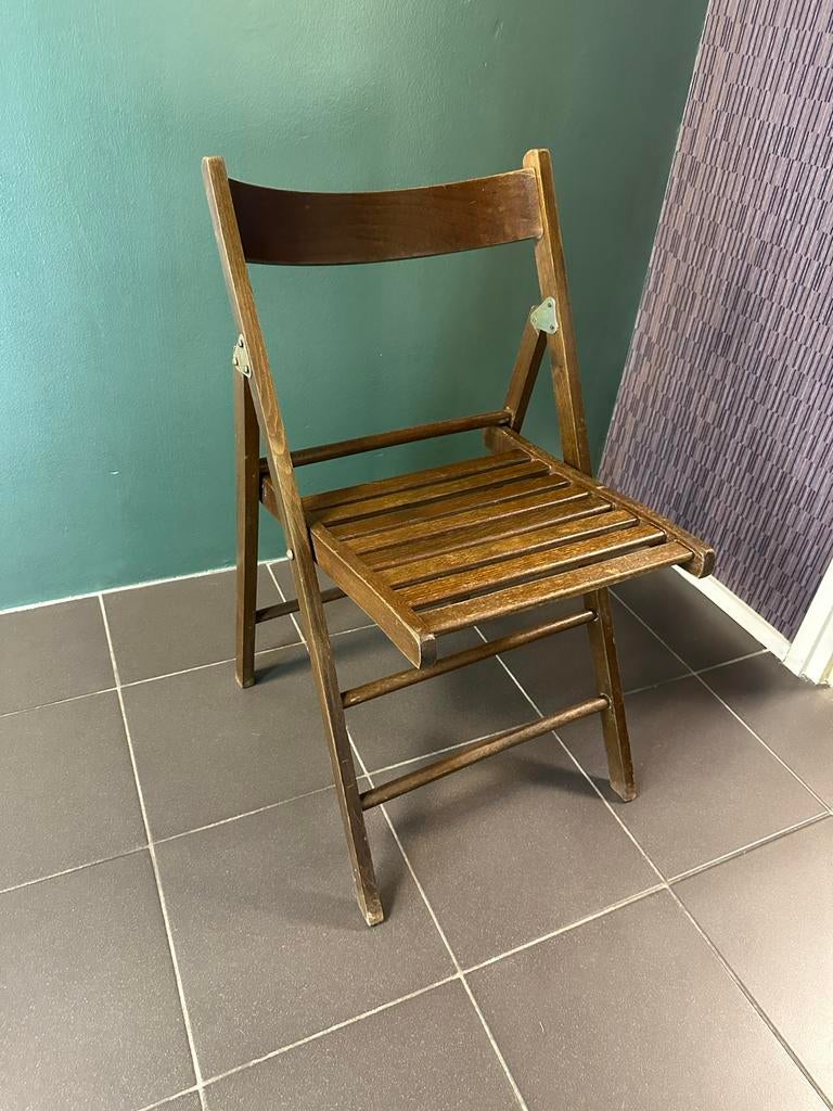 Houten klapstoel, Ophalen, Gebruikt, Bruin, Eén