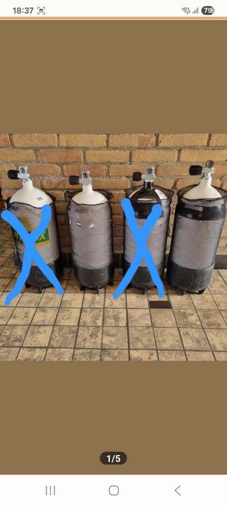 12 liter duikflessen opnieuw gekeurd tot 2031, Ophalen, Zo goed als nieuw, Duikfles