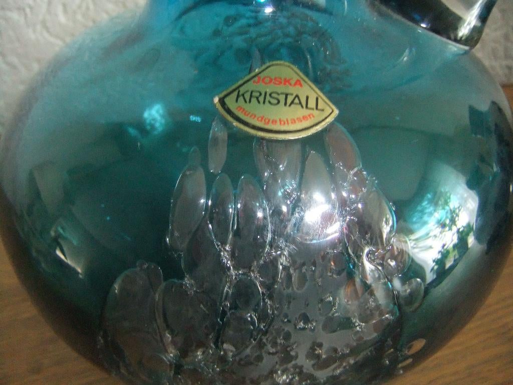 JOSKA   KRISTALLEN  GLAZEN VAAS, Overige materialen, Blauw, Ophalen of Verzenden, Zo goed als nieuw