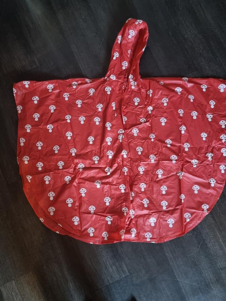 Rode regenponcho met paddenstoelenprint, efteling, Verzamelen, Efteling, Zo goed als nieuw, Ophalen of Verzenden