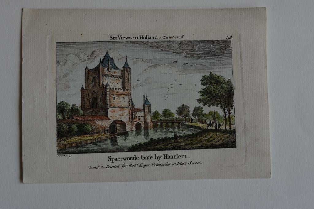 HAARLEM AMSTERDAMSCHE POORT Kopergravure  Rademaker 1755 GX1, Antiek en Kunst, Kunst | Etsen en Gravures, Verzenden, Stadsgezicht
