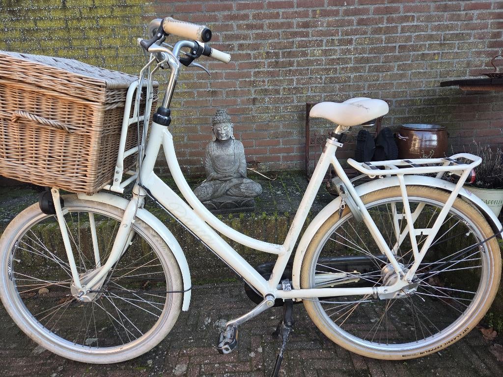 TE KOOP DAMESFIETS/OMAFIETS MET MAND, Fietsen en Brommers, Fietsen | Dames | Omafietsen, Ophalen, Gebruikt, Versnellingen, Batavus