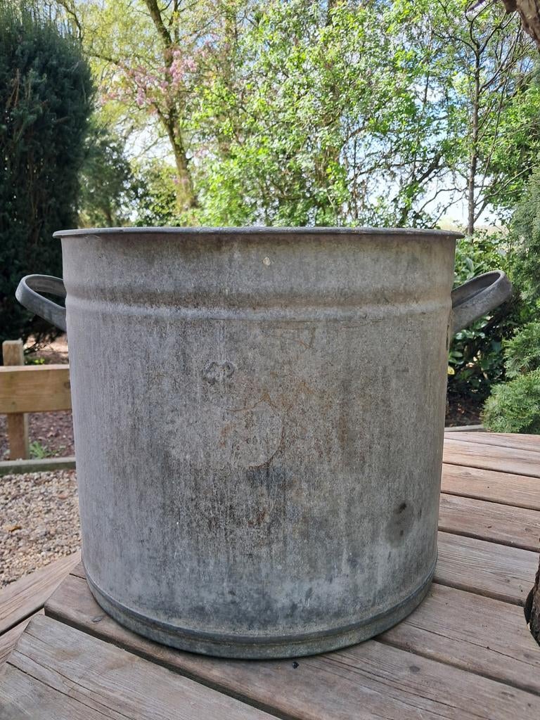 Grote zinken pan, Tuin en Terras, Ophalen, Gebruikt, Rond, Metaal