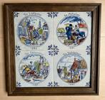 Tegelplateau met 4 authentieke beroepen: Metselaar, Loodgiet, Antiek en Kunst, Ophalen