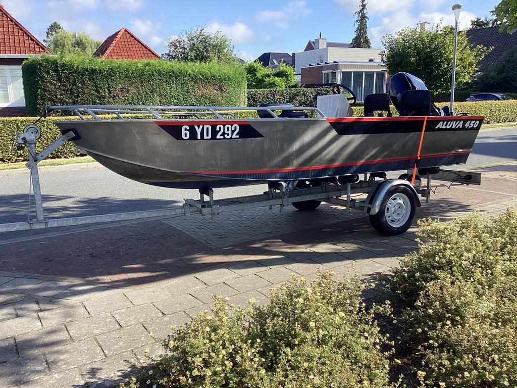 Aluva aluminium boot (4.50m)., Watersport en Boten, Vis- en Consoleboten, Ophalen, Gebruikt, Aluminium, 30 tot 50 pk
