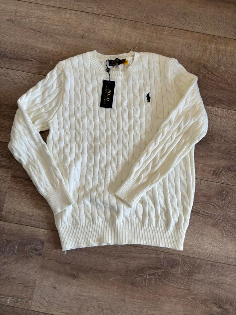 Nieuwe Polo Ralph Lauren kabeltrui - Maat m, Ophalen of Verzenden, Nieuw, Maat 38/40 (M), Wit