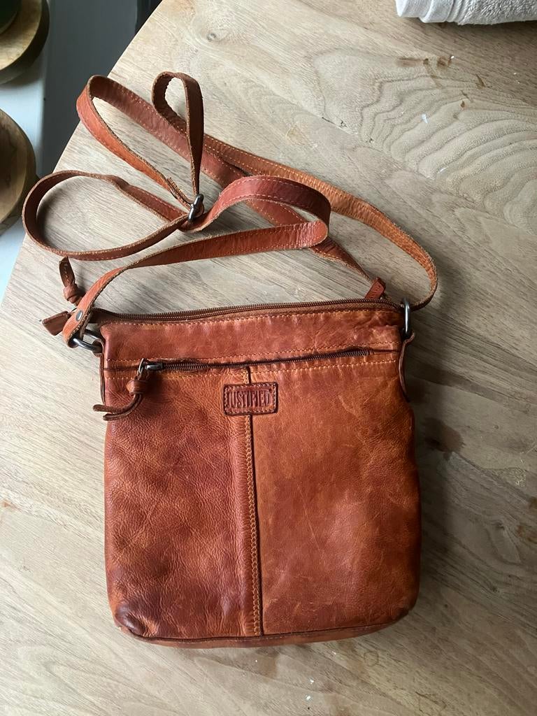 Justified Leren Schoudertas - Cognac, Ophalen of Verzenden, Gebruikt, Bruin, Schoudertasje