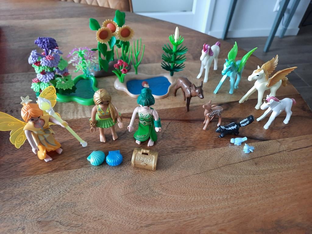 Setje playmobil met feeën eenhoorn en bosvriendjes princesen, Ophalen of Verzenden