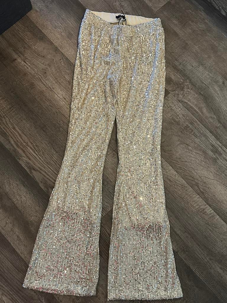 Colourful Rebel Sequins flared pants gold, maat S, Kleding | Dames, Broeken en Pantalons, Overige kleuren, Nieuw, Ophalen of Verzenden