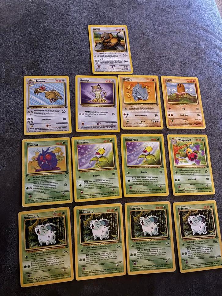 13 Vintage Jungle Pokémon Kaarten 1995, Hobby en Vrije tijd, Verzamelkaartspellen | Pokémon, Gebruikt, Meerdere kaarten, Ophalen of Verzenden