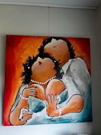 Origineel schilderij Theo Broeren - Liefdespaar 80x80cm, Antiek en Kunst, Ophalen of Verzenden