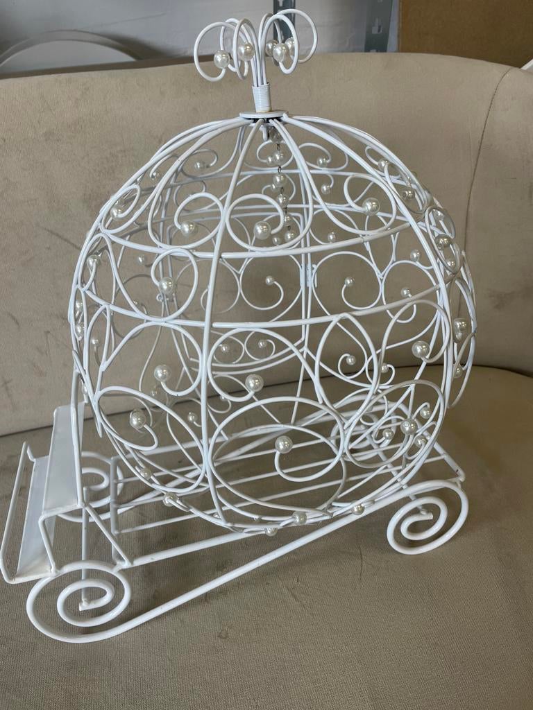 Witte Envelopdoos voor Bruiloft in Koetsvorm met Parels, Ophalen, Nieuw, Versiering, Geboorte of Huwelijk