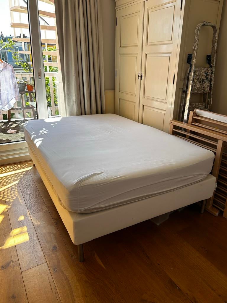 IKEA ESPEVÄR bed 140x200, evt met SULTAN HAMNVIK matras, Ophalen, Gebruikt, Wit, Tweepersoons