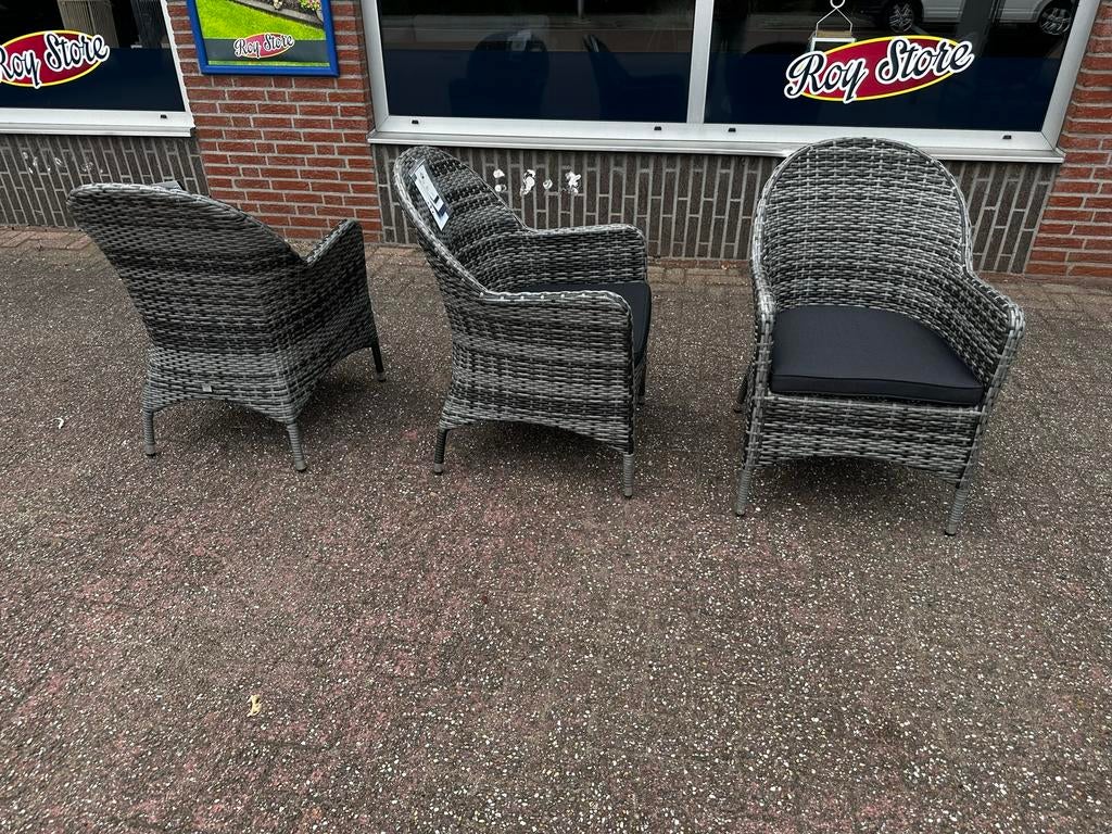 Klassieke wicker tuinstoelen antraciet/zwart  6st, Tuin en Terras, Tuinstoelen, Nieuw, Wicker, Ophalen of Verzenden