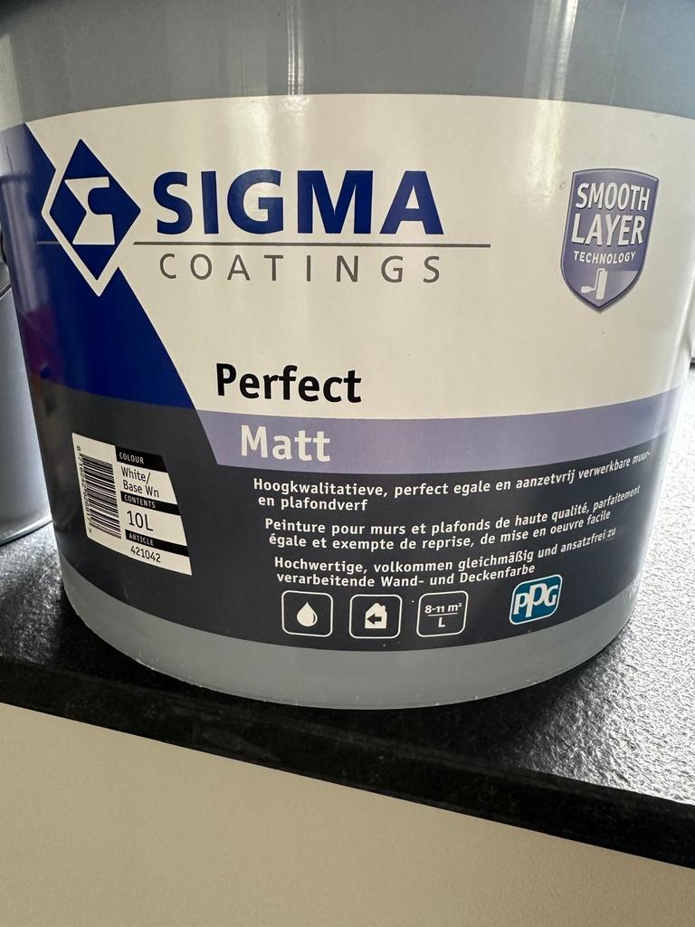 Sigma Perfect Matt Muurverf - 10L Wit/Base Wn, Doe-het-zelf en Verbouw, Verf, Beits en Lak, Ophalen, Wit, Nieuw, Verf
