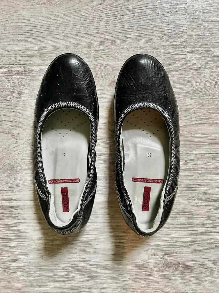 Ecco Zwarte Lakleren Instappers - Maat 37, Ecco, Ophalen of Verzenden, Gedragen, Instappers