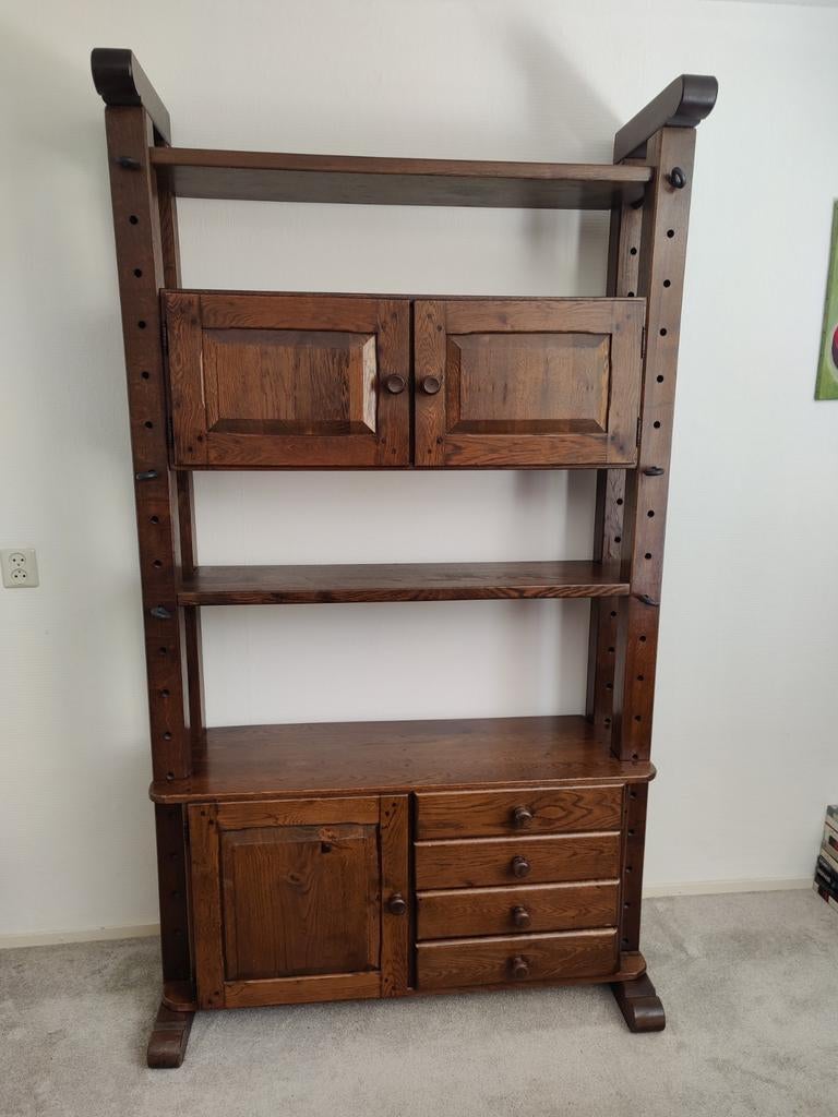 Massief eiken boekenkast / kaaskast, Ophalen, Zo goed als nieuw, Minder dan 150 cm, 150 tot 200 cm