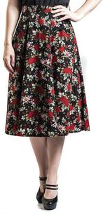 rose garden skirt Medium-length skirt with pockets S retro, Verzenden, Banned retro, Nieuw, Knielengte