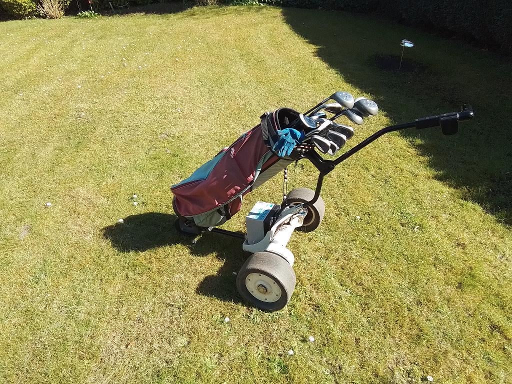 Golfset + elekt. trolley, Sport en Fitness, Golf, Ophalen, Gebruikt, Golfkar, Overige merken
