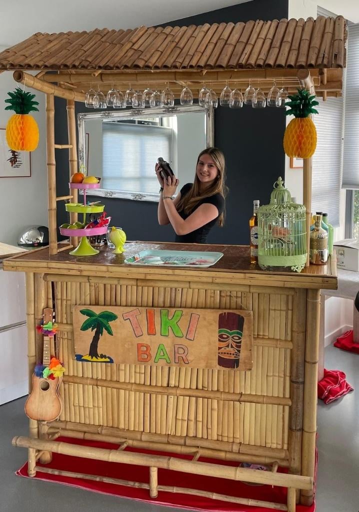 bamboe bar, tikibar, cocktail bar Hawaii te huur, Ophalen, Zo goed als nieuw, Overige
